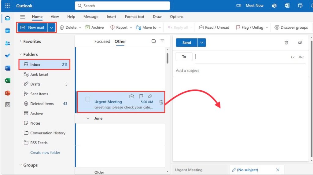 Attach an Email Using the Insert Option