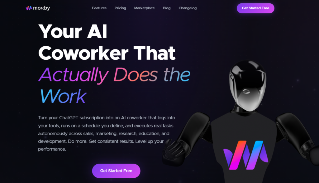 Moxby workspace running a saved browser workflow across two sites.