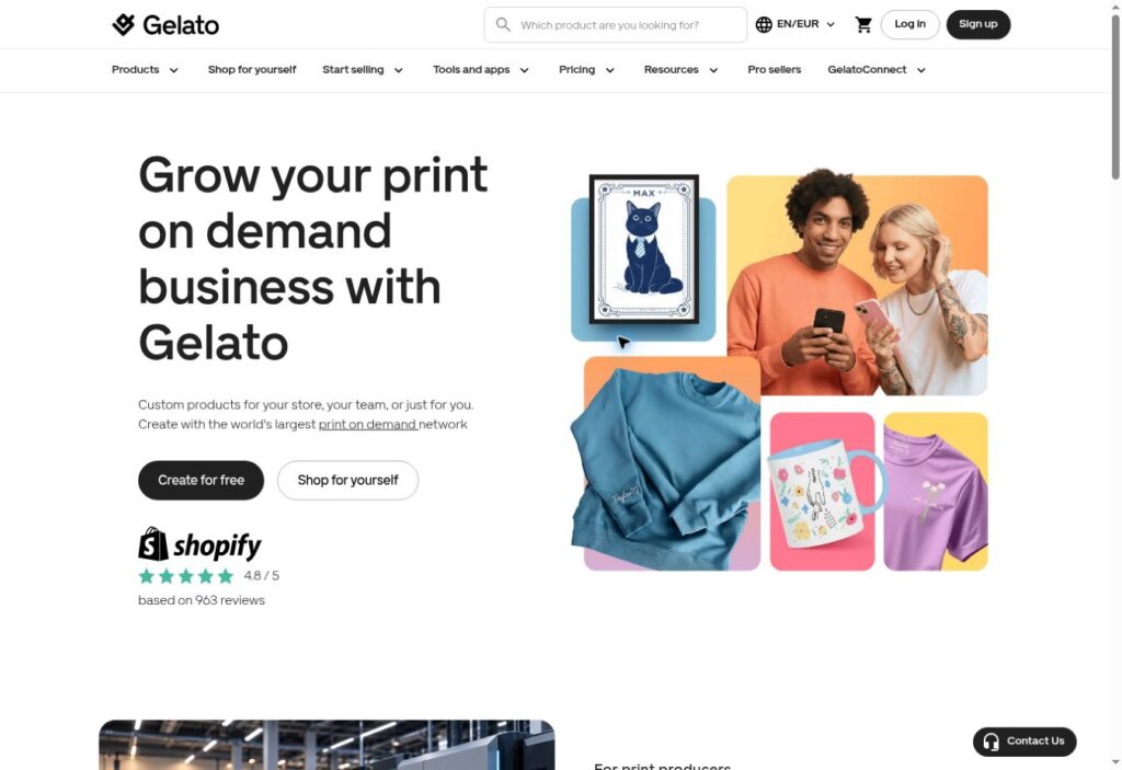 Gelato homepage